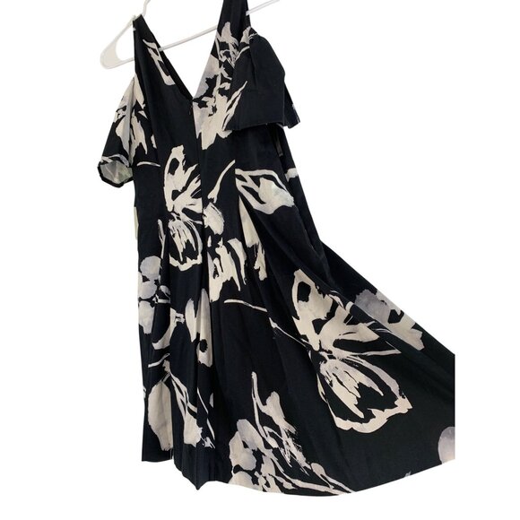 NWT Ralph Lauren 4P Black Floral Cold Shoulder Flutter Sleeve Dress RDD10667 - Picture 6 of 10